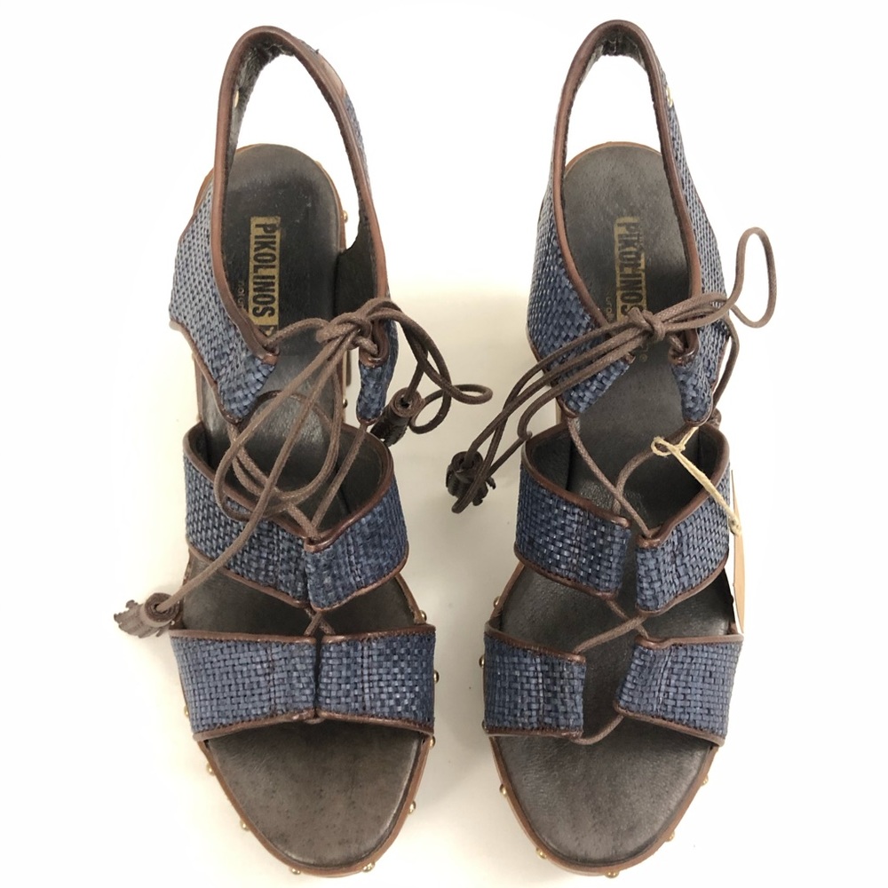 PIKOLINOS Sz 42 Blue Leather Platform Sandals - Olmo - Picture 7 of 13